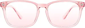 TIJN Blue Light Blocking Glasses for Women Men Clear Frame Square Nerd Eyeglasses Anti Blue Ray Computer Screen Glasses