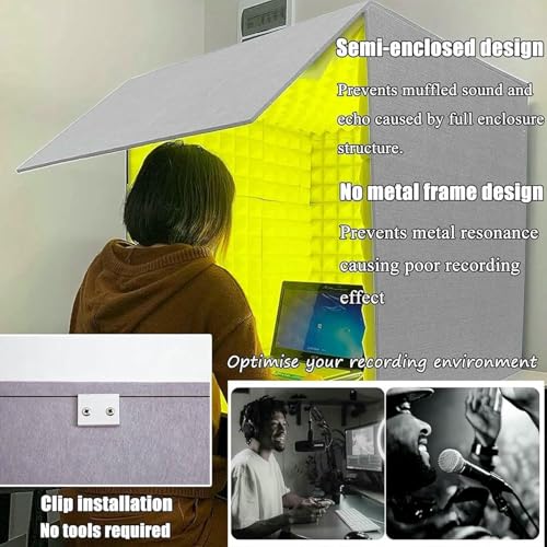 Cabina insonorizzata portatile per registrazione audio professionale, copertura di isolamento acustico per acquisizione vocale chiara, ideale per podcaster e doppiatori