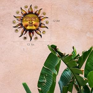 Metal Sun Wall Art, 13'' Rustic Retro Hanging Wall Sculpture Decoration, Outdoor Farmhouse Decor Metal Sun Wall Art 13 Rustic Retro Hanging Wall Sculpture Decoration Outdoor Farmhouse Decor