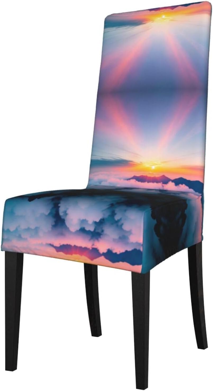 Colorful Clouds Prints Protection Cover for Dining Chair - Stretchable Chair Throw Covers for Dining Room, Hotel Event Party