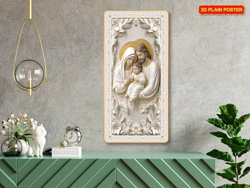 Image of Casa Rica Jesus Holy Family photo frame painting wall hanging home decoration for wall (12 inchx24 inch) (TS 061) laser cut