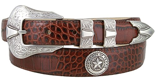 2060_Texas Seal Silver Genuine Full-Grain Cowhide Leather Dress Belt