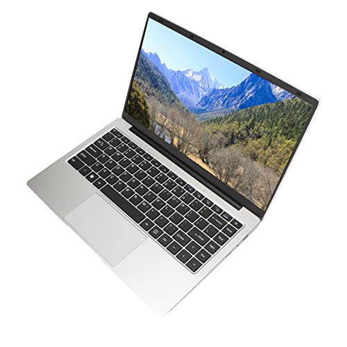 Notebook FHD, Notebook de 14 Polegadas Quad Core Quatro Fios 6000mAh Prata EU Plug 100-240V Com Câmera para Windows 10 para Office (6+128G Plugue UE)