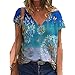 Elesoon T-shirt d'été ample à manches courtes pour femme Motif pissenlit géométrique arbre imprimé graphique, Pissenlit A-blue, 38