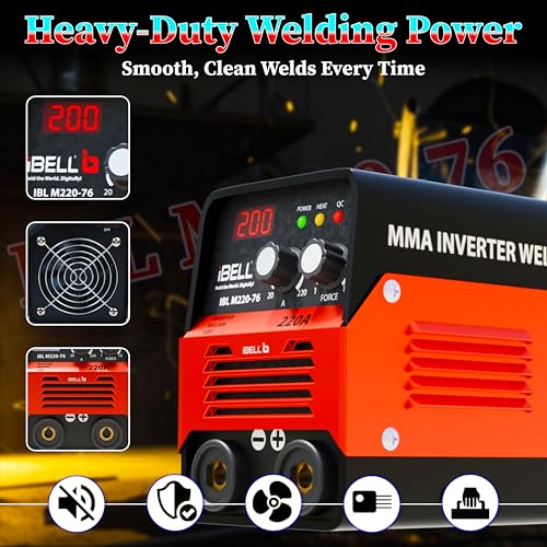 Image of iBELL M220-76 Inverter ARC Welding Machine 220A | Built-in Hot Start, Anti-Stick & Adjustable Arc Force | Heavy Duty IGBT Welder | 220V ±15% | Supports 1-5mm Electrodes- 2 Year Warranty