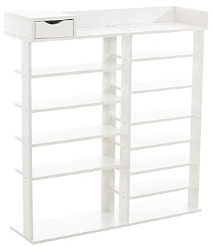 CLP Zapatero Independiente Kristina De Madera MDF I Estantería Moderna De Zapatos I Mueble con Estantes para Zapatos, Color:Blanco