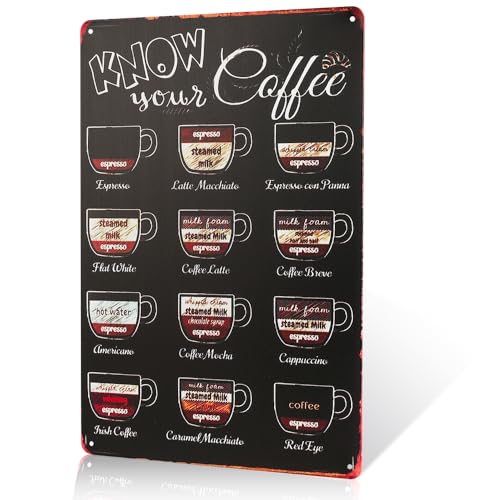 Letrero de metal para pared, Know Your Coffee, decoración de cafetería, regalo de café, decoración del hogar