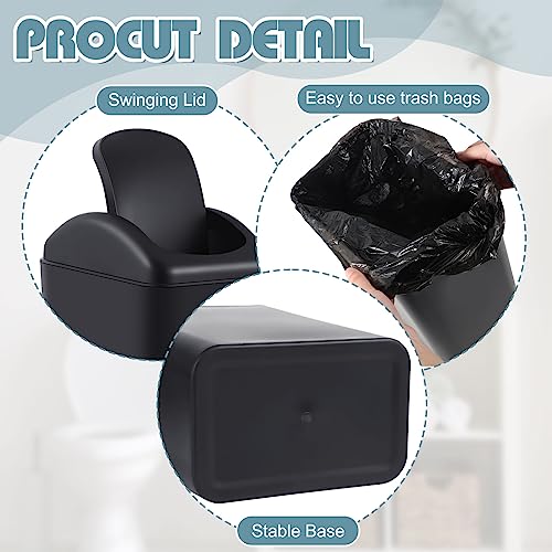 Image of Hoolerry 4 Pcs 3 Gallon /12 Liter Small Trash Can Plastic Kitchen Garbage with Lid Small Trash Bin for Bathroom Office Bedroom Kitchen Waste Outdoor (Black)