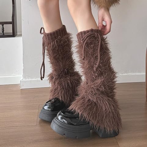 Women Faux Fur Leg Warmers Cosplay Christmas Halloween Party Costume Boot Cuff Cover Night Club furry leg warmers