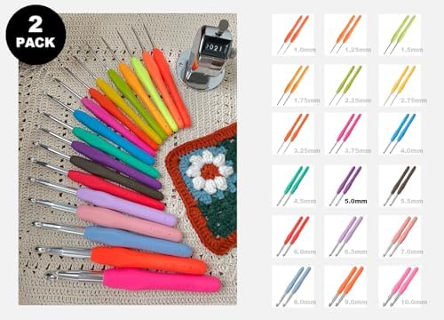 2Pcs Size H / 5.0mm Crochet Hooks, Ergonomic Crochet Hook for Arthritis and Beginners, Extra Long, Smooth, Comfortable (Size H / 5.0mm) - 5