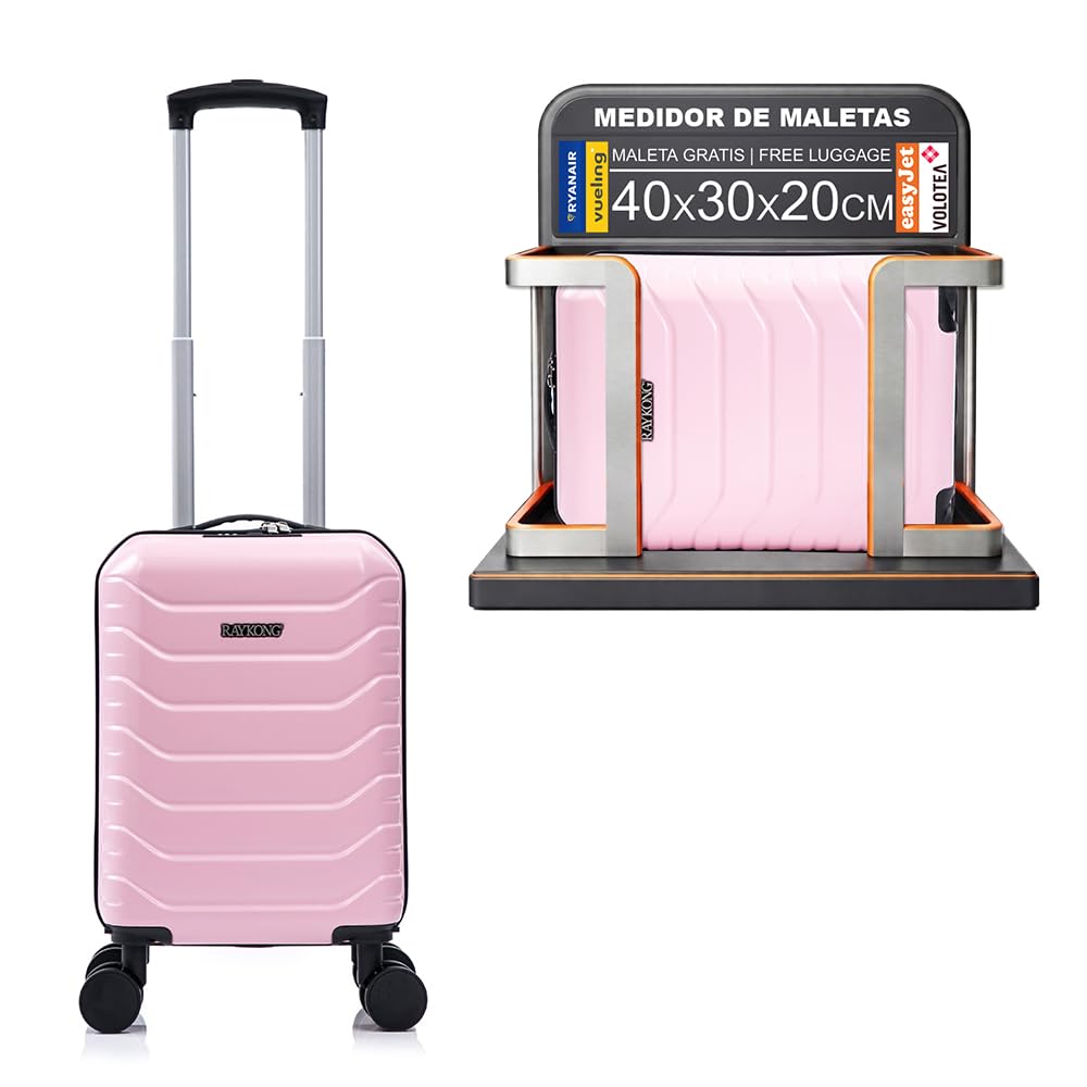 RAYKONG Maleta de Cabina ABS 40x30x20(24L)|Capacidad Maxima| Equipaje de Mano con Ruedas Desmontables para Ryanair | Vueling | EasyJet - RosaDorada — view 13