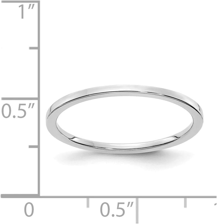 Solid 14K White Gold 1.2mm Flat Stackable Band Thin Wedding Anniversary Ring