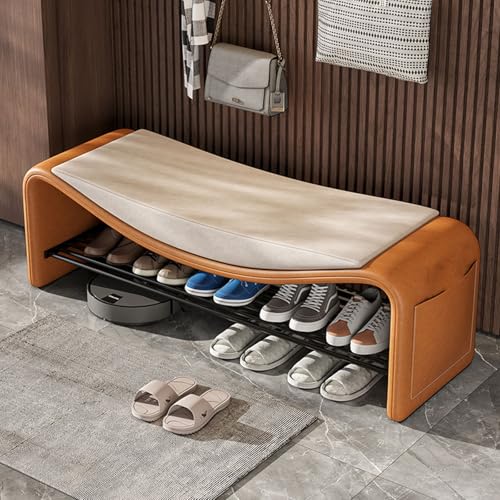 Banc à chaussures rembourré design multifonctionnel et compact gain de place