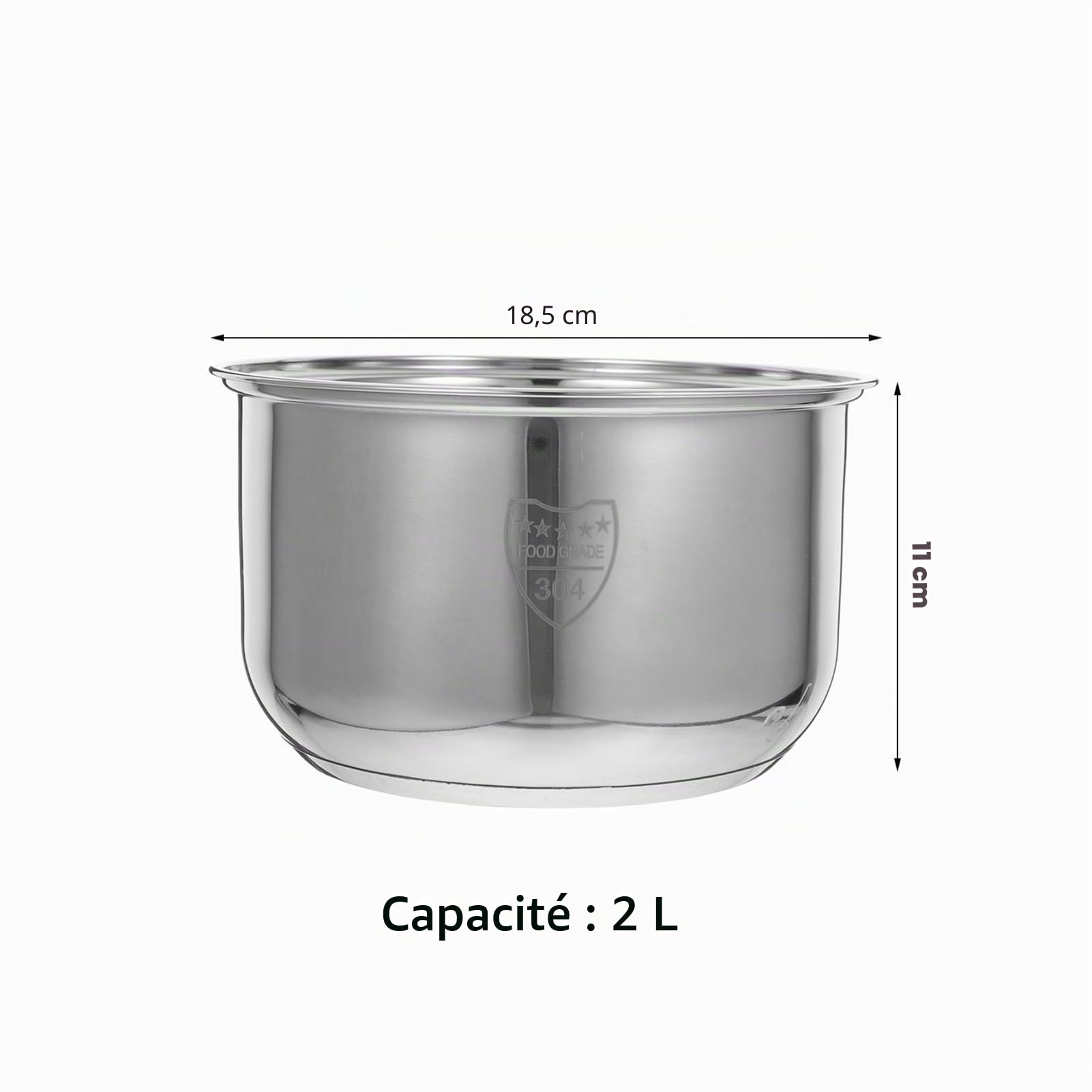 Amosfun Pot Intérieur Universel En Acier Inoxydable Pour Cuiseur À Riz 7.28In Remplacement Pour Cuisson De Riz Bouillie Et Vapeur Accessoire De Cuisine
