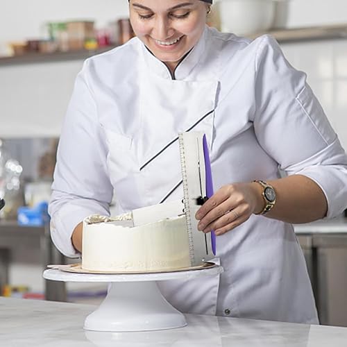 Miniatura 5 de Raspador de pasteles herramienta de nivelación ajustable de acero inoxidable de 12 pulgadas raspador de banco de pasteles para hornear herramientas