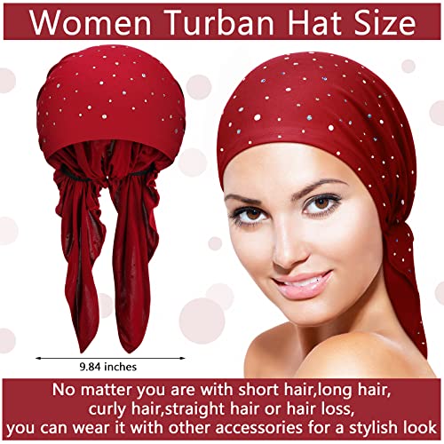 Image of Geyoga 6 Pcs Chemo Headwear for Women Pre-tied Head Scarf Headwrap, Sequin