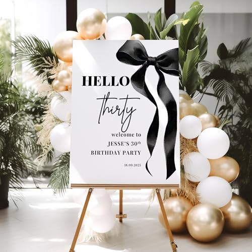 Bow Birthday Party Sign, Black Bow Party Theme, Foamboard Party Welcome Sign, 18th Party, 21st Party, 30th Party, Customise for Any Age - Image 2