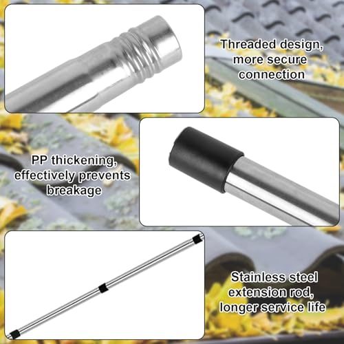 Aolawco 2-in-1 Gutter Cleaning Tools with Gutter Brush & Leaf Shovel, 170cm Telescopic Gutter Cleaner with 4-Section Pole, Gutter Cleaner Suitable for Bungalow (2 Layer Terraced House Need Ladder) - Image 5