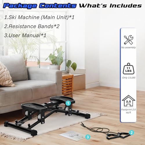 Image of Ski Balancing Machine with Resistance Bands, Slide Steppers Full Body Cardio Workout Equipment, Twister Balance Board Equipped with LCD Monitor, 330LBS Capacity