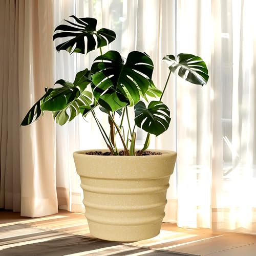 Image of YUCCABE ITALIA Fox B BR 21 Inch Beige Planter Pot Large Decorative Flower Pot for Garden & Terrace