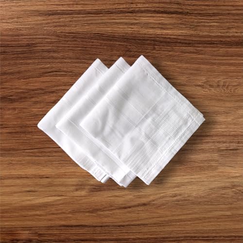 Image of Premium 100% Cotton Handkerchiefs for Men, 48 x 48 cm, Large Size Rumal Napkins, White & Multicolor Stripes