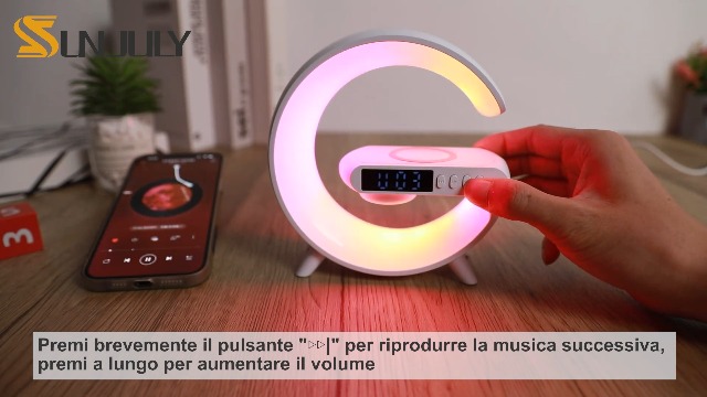 Lampada Atmosfera Intelligente Con Ricarica Wireless - Altoparlante Bluetooth, Sveglia, Controllo App - Foto 11