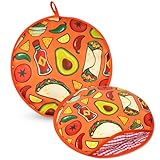 AUVCAS 2 Pcs 12 Inch Tortilla Warmer Pouch, Insulated Microwaveable Fabric Tortilla Keeper, Tortillero Taco Holder for Tortillas, Pizza, Rolls, Keeps Warm Up to One Hour, Mexican Avocado Pattern