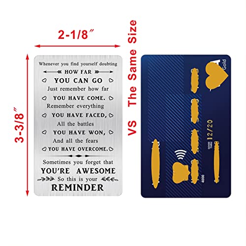MOQIYXL Inspirational Velentine's Gifts for Men Women, Sometimes You Forget You're Awesome, Metal Engraved Motivational Quotes Wallet Card, Encouragement Greeting Cards3