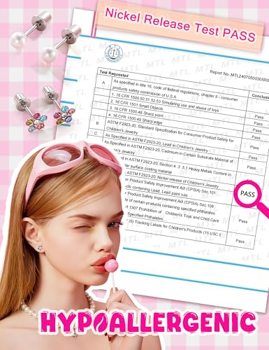 THUNARAZ 16 Pairs Hypoallergenic Screw Back Earrings for Women Girls Surgical Steel Tiny CZ Pearl Ball Heart Flower Screwback Flat Back Stud Earrings Set 20G4