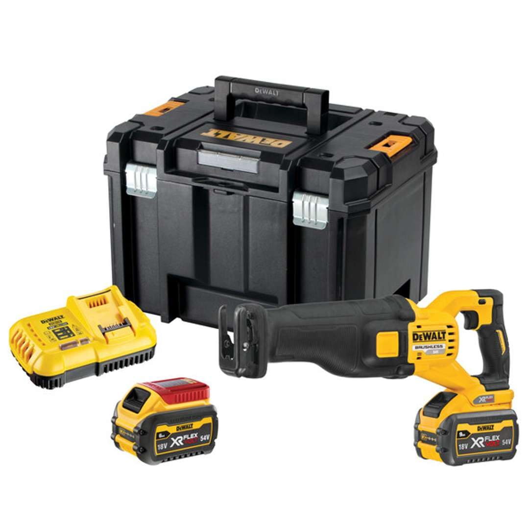 Sierra sable inalámbrica Dewalt XR FLEXVOLT DCS389X2 54V 2 baterías 90Ah cargador TSTAK