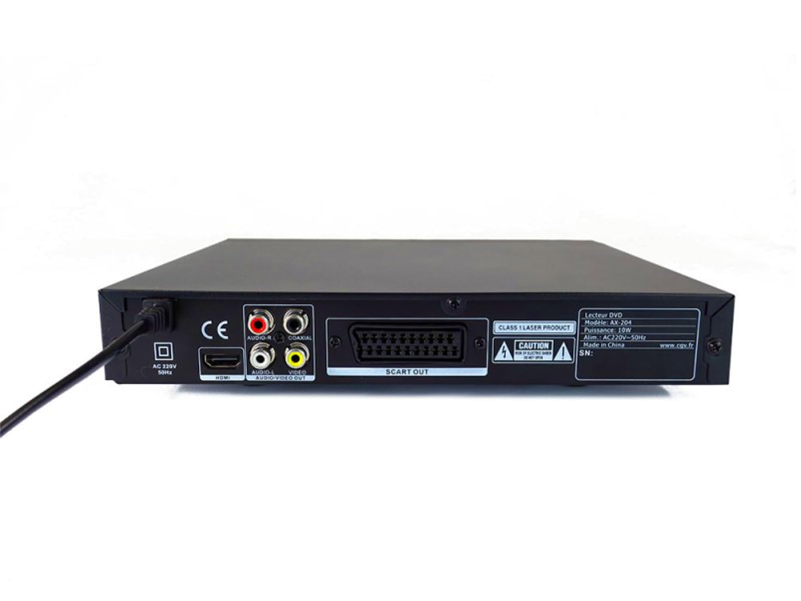 CGV | Lecteur DVD de Salon AX 204 Upscaling 1080p HDMI Péritel S/PDIF | DivX/RW/MP3/VCD/CD/CD-R/CDRW/JPEG
