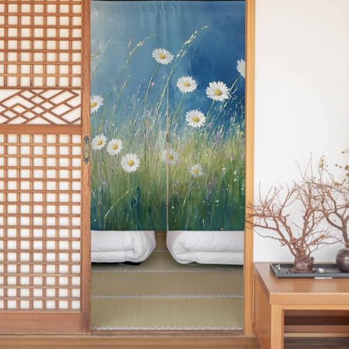 のれん 遮光 おしゃれ 暖簾カーテン 間仕切り 仕切り 目隠し 防寒 防音 厚手 和風 玄関 キッチ リビング 出入り口 グッズ 寝室 春夏秋冬 近代主義 油絵 草原 アウトドア 空 幅75x丈200cm