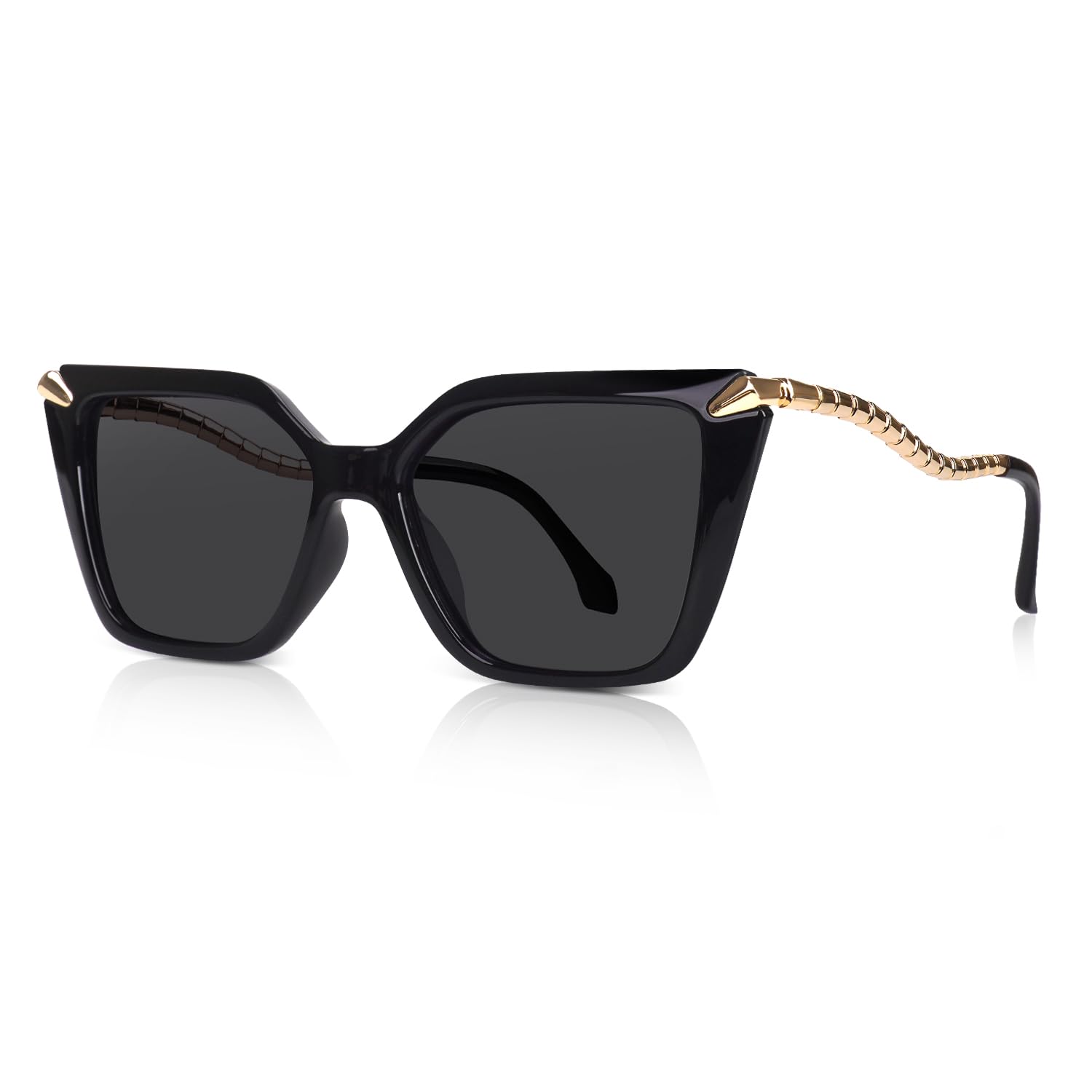 DrRelax Big Square Sunglasses Womens Retro Polarized Sun Glasses with Metal UV 400 Protection