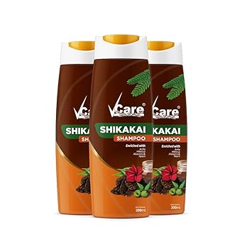 VCare Shikakai Shampoo with Goodness of Amla, Hibiscus, Aloe Vera & Neem, 200 ml, (Pack of 3)
