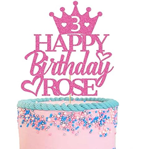 GuteGifts Personalised Birthday Cake Topper for Girls Daughter | Custom Crown Cake Decoration with Any Name Any Age | Multicolour Glitter Cake Topper 13th 16th 18th 21st Handmade in UK (Pink) Cover