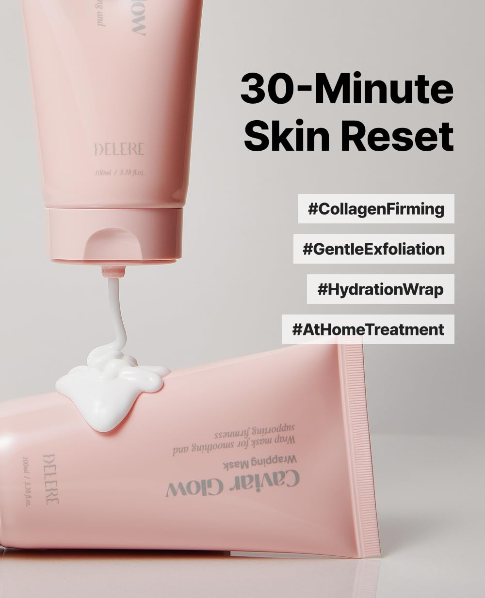 Delere Caviar Glow Collagen Wrapping Mask | Korean Peel Off Face Mask for Glowing Skin and Visible Skin Tightening, 3.4oz