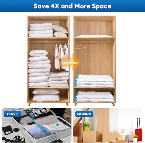 Image of 6 Combo 2x50*60,2x 60*80cm,2x70*100cm Vacuum Bags With Electric Pump for Clothes,Blankets,Pillows, Bedding,Airtight Reusable Packing Bags,Space Saver Bag,Vacuum Storage Compression Ziplock Bags