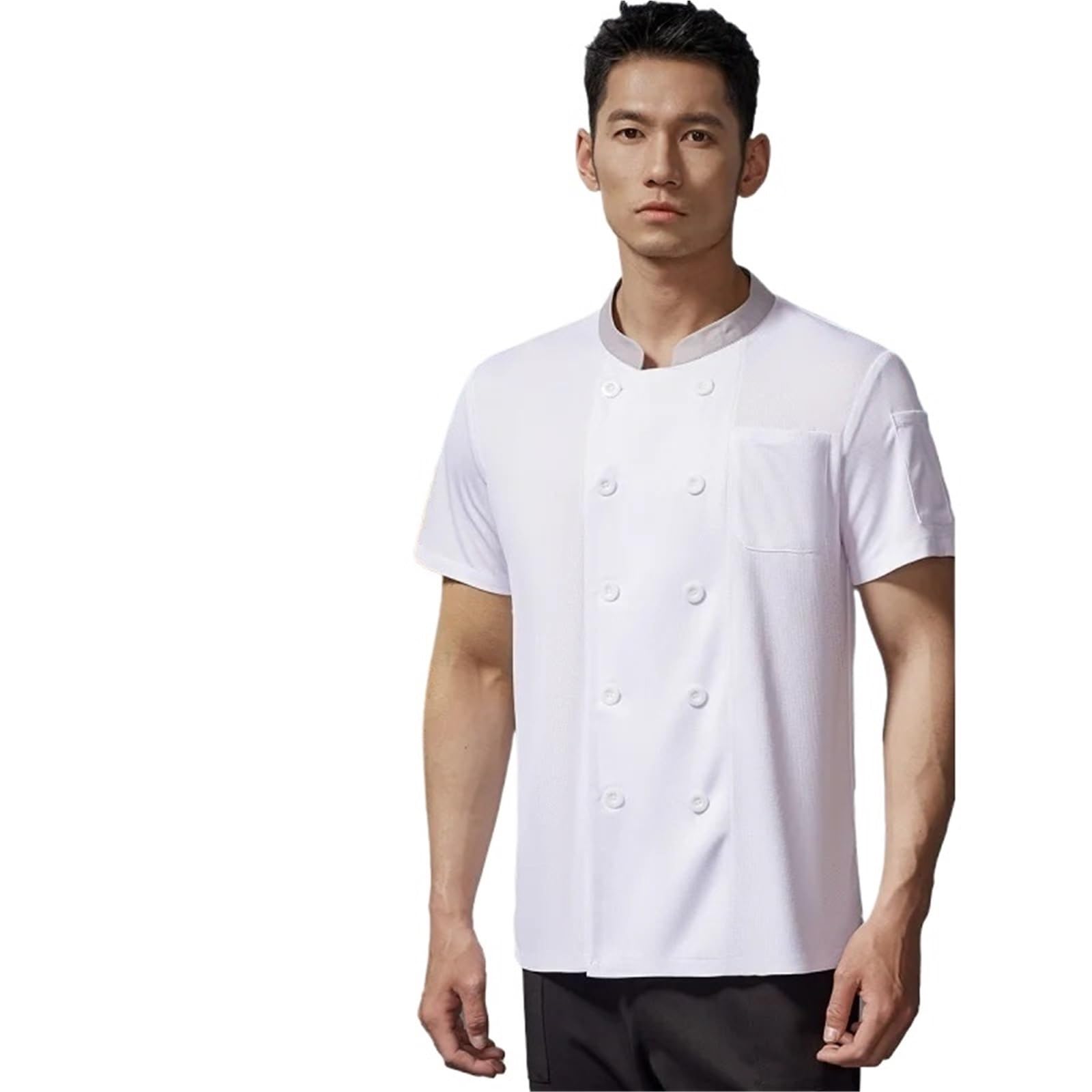 Kochuniform Übergröße Kurzarm-Arbeitskleidung Frühling und Sommer Atmungsaktives Mesh Küche Küchenküche Backen Cate für Gastronomie, Restaurants