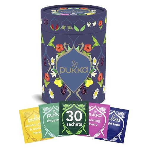 Pukka Herbs | Gourmet Favourites Herbal Tea Selection Gift Set Box | Some Of The Best 100% Organic Infusions | Ideal Gifts For Women & Men Birthday, Anniversary & Self-Care | 30 Teabags | 5 Flavours
