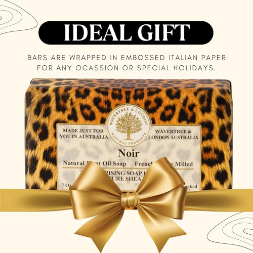 Image of Wavertree & London Noir Scented Natural Soap (2 Bars), 7oz Moisturizing French Triple Milled Soap Bars enriched with shea butter - Pure Plant Oil Bath & Body Bars for All Skin Types