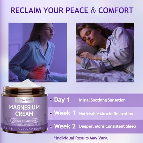Image of Magnesium Lotion with Fast-Absorbing Formula - Non-Greasy Magnesium Cream for All Skin Types Ideal for Bedtime Routine on Legs, Calves & Feet Unscented Care-Creamy Tone Purple