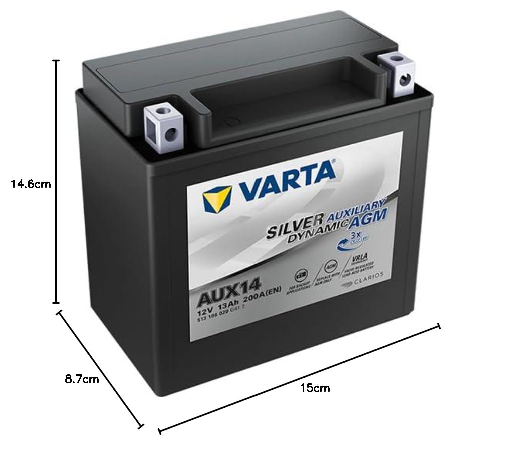 VARTA AUX14 AGMバッテリー 12V 13Ah VARTA AUX14 12V 13AH 200A VRLA AGM Auxiliary Battery - A0009829308
