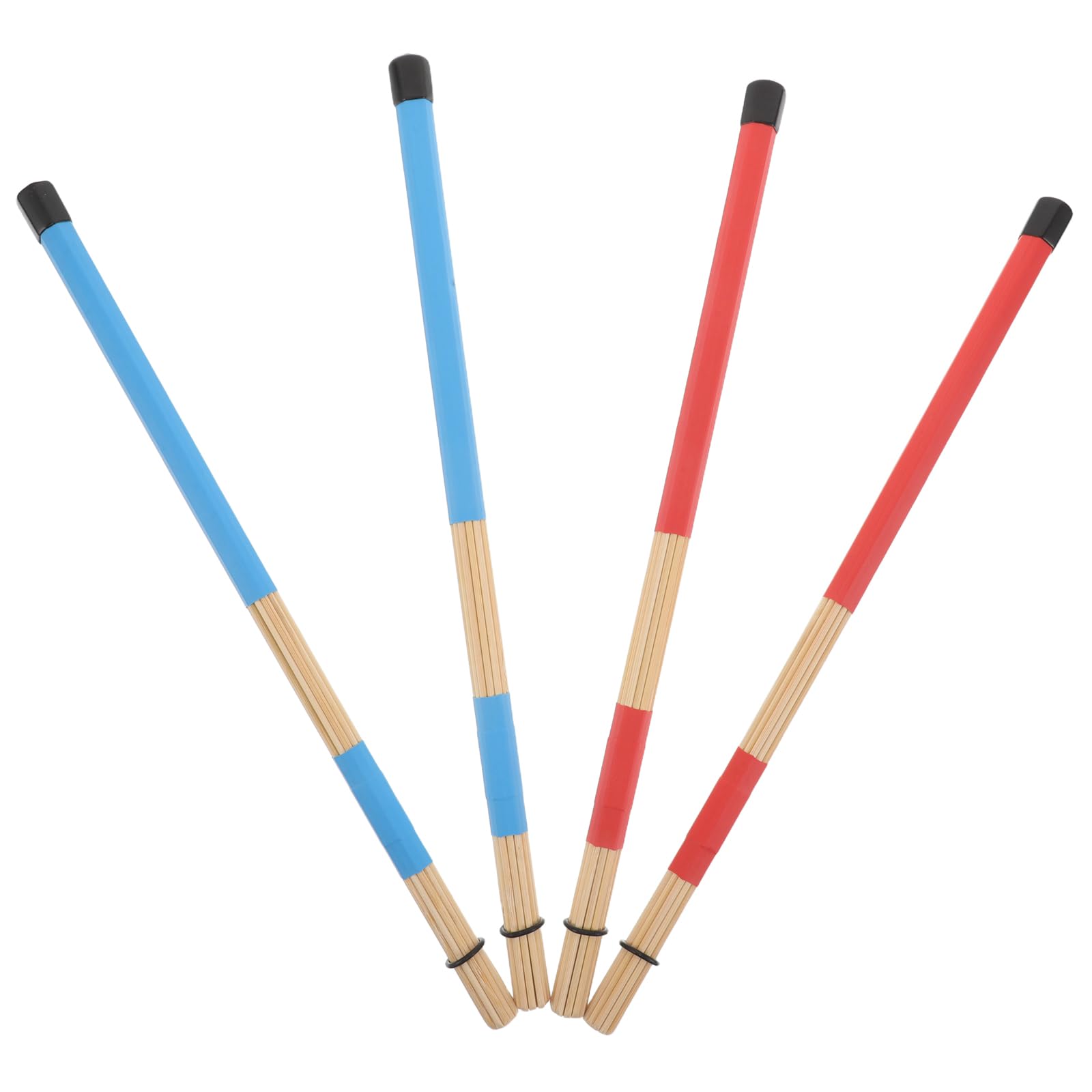 Milisten Juego de 2 Pares de Baquetas de Escobillas para Batería de Madera 19 Varillas Colores Rojo y Azul Kit de Percusión Portátil para Estudiantes y Bateristas Accesorios para