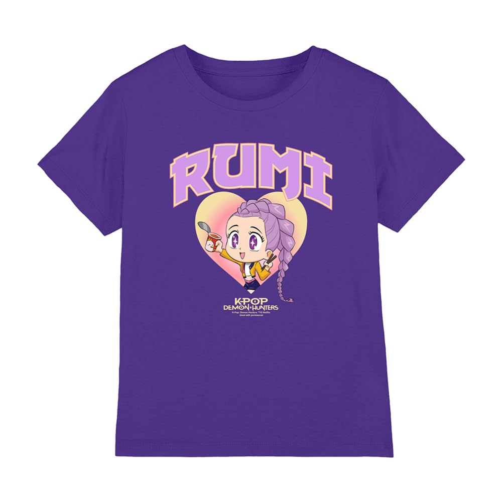 Kpop Demon Hunters - Huntrix Rumi Collegic Kids T Shirt, Purple, 7-8