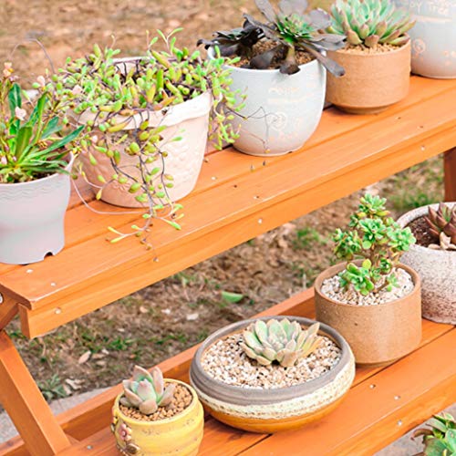 Lyx Flower Stand, Solid Wood Multi-Layer Flower Stand Succulents Plant Balcony Wooden Flower Pot Holder Wood Color Shelf Landing Indoor Succulents Flower Shelf Flower Pot Holder Three Floors 60X60X59 #TOP5