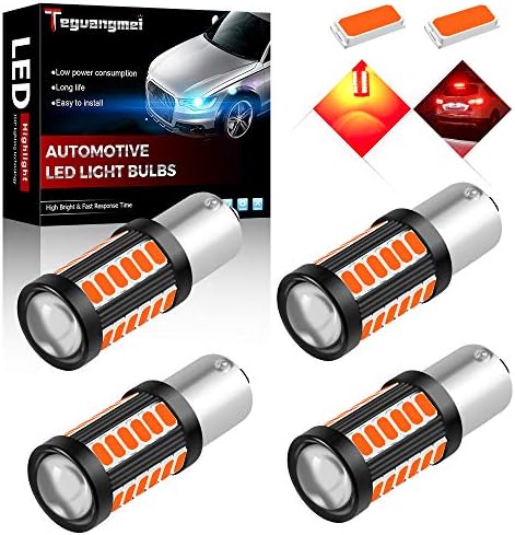 Teguangmei 4pcs 1157 BAY15D P21/5W LED Bulbs 5730 33SMD Red 900 Lumens for Car Trailers Reversing Light Brake Light Rear Fog Lamps Position Light Tail Light 12-30V 3.6W