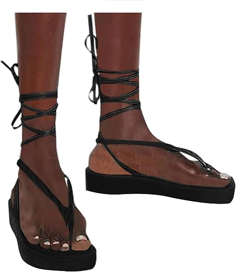 black flat platform sandals