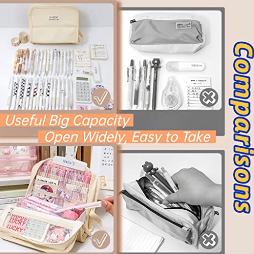 Image of Large Capacity Pencil Pen Case with 9 Compartments Multi-Slot Durable Pencil Bag Pouch Box Organizer Cases Easy Grip Handle Aesthetic School Supply for Teen Girls Students Adults (Green)