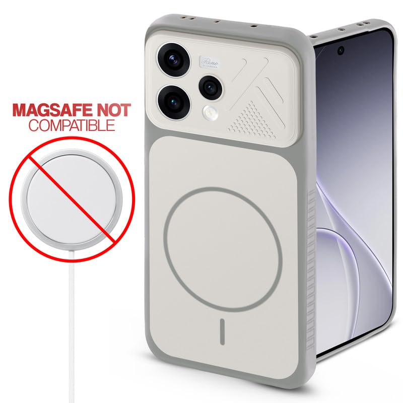 Image of Mr. Case Back Cover for Oppo Reno 15 5G | Ring Design Protective Case with Camera Cut Protection | Anti Slip Grip | Shockproof Mobile Cover - Grey-White