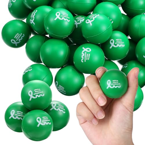 Arrowbash 100 Pcs Mental Health Awareness Items Green Mini Stress